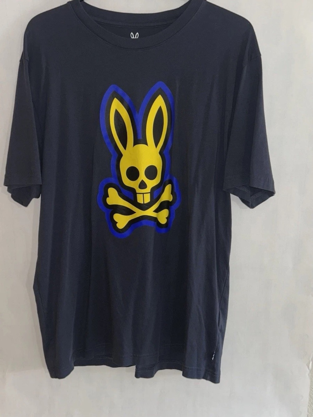 Psycho Bunny Men's North Sea Navy Patchin Bunny Graphic Crew-Neck T-Shirt Size 7